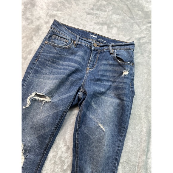 New York & Co Women Sz 4Blue Jeans Soho Ankle Skinny Distressed Stretch Mid Rise - Picture 2 of 10
